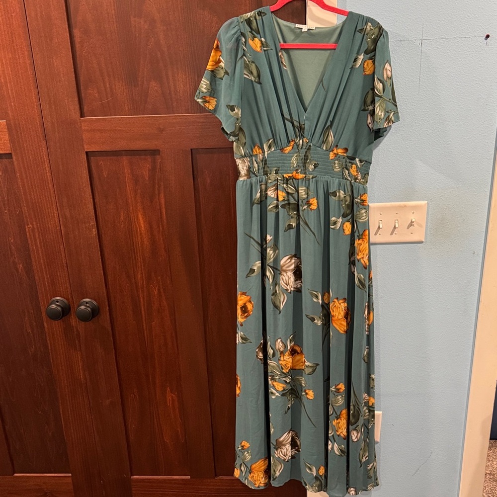Baltic Born Teal Floral Maxi Dress